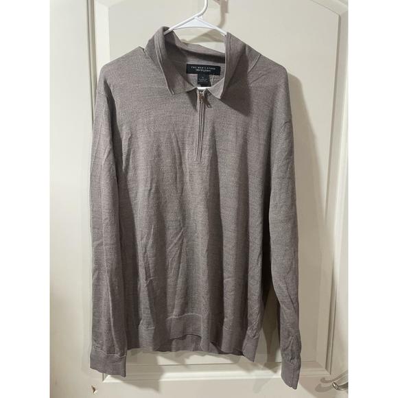 Men's Grey Brown 1/4 Zip Sweater Polo XL Retail:$178.00
